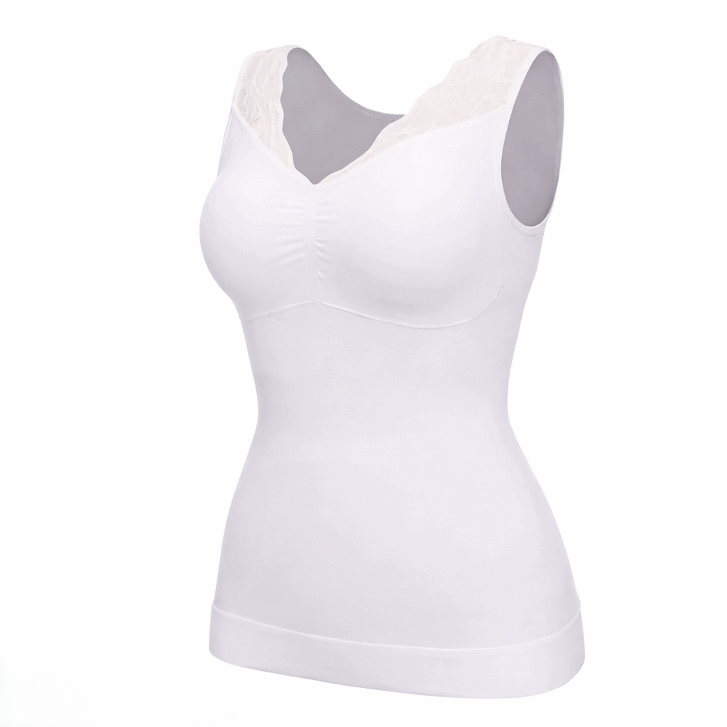 Vellomi SculptCami white shaping camisole front product image on white background.